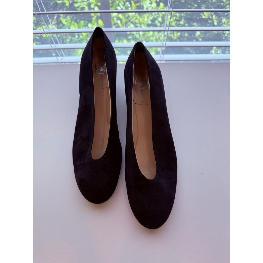 Amalfi By Rangoni Womens Navy Blue Suede  Square Toe Pumps Heels Size 9